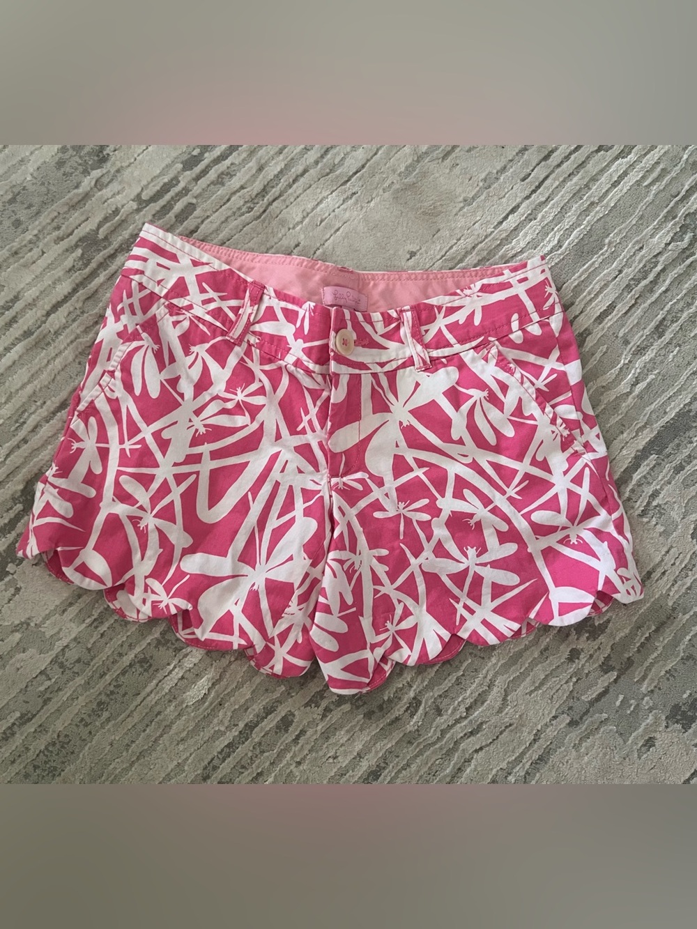 Lilly Pulitzer Hot Pink & White Scallop Hem High Waist Shorts
